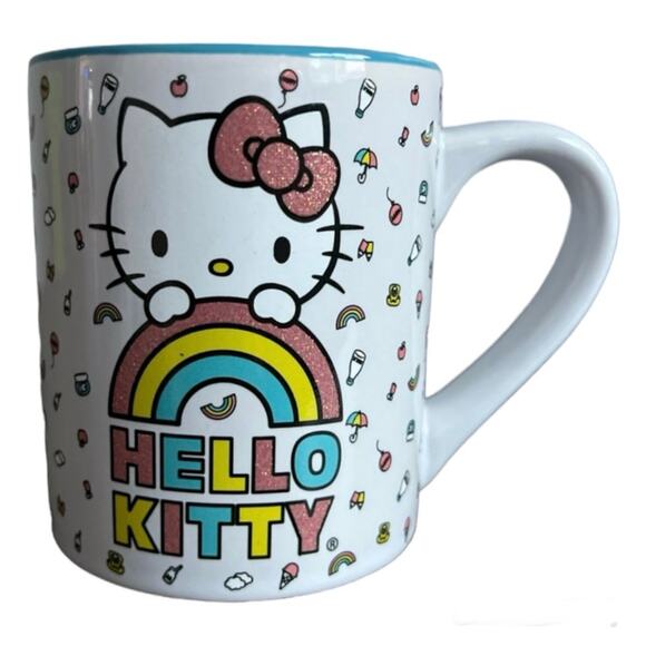 Hello Kitty Rainbow Glitter 14oz Ceramic Mug-NEW - Picture 3 of 6